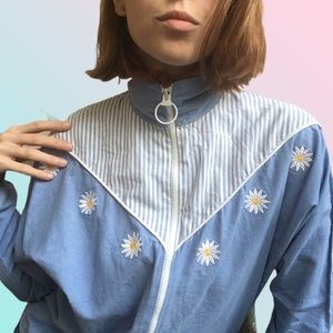 Vintage 80s Floral Flower Pastel Bomber Jacket